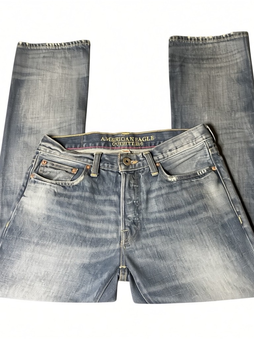 💟American Eagle Outfitters Distressed Slim Straight Leg Blue Jeans Size: 30/32